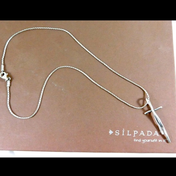 Silpada Vintage RARE Sterling Silver Twisted Cross Necklace - Picture 9 of 10